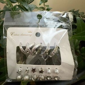 Chloe Accessory Silver Earring Set 9 Pairs